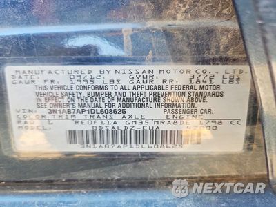 Zdjęcie 12 z 12 samochodu: 2013 NISSAN SENTRA S VIN:3N1AB7AP1DL608625 - miniatura