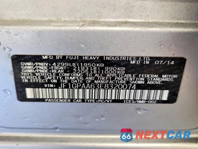 Zdjęcie 12 z 12 samochodu: 2014 SUBARU IMPREZA VIN:JF1GPAA63E8320074 - miniatura