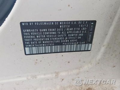 Zdjęcie 12 z 12 samochodu: 2014 VOLKSWAGEN JETTA BASE VIN:3VW2K7AJXEM227930 - miniatura