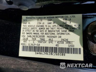 Zdjęcie 12 z 12 samochodu: 2008 NISSAN ALTIMA 3.5 SE VIN:1N4BL24E28C269389 - miniatura