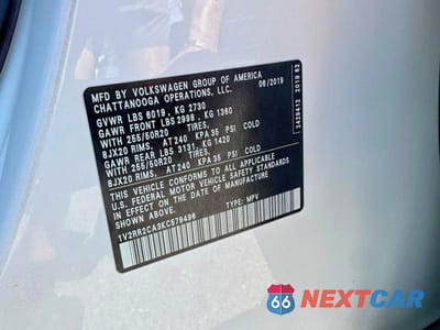 Zdjęcie 10 z 10 samochodu: 2019 VOLKSWAGEN ATLAS SEL VIN:1V2RR2CA3KC579496 - miniatura