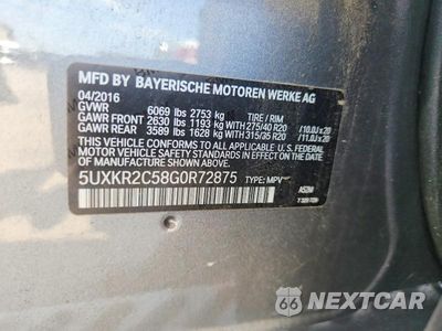 Zdjęcie 12 z 12 samochodu: 2016 BMW X5 SDRIVE35I VIN:5UXKR2C58G0R72875 - miniatura