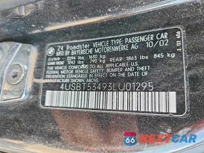 Zdjęcie 12 z 12 samochodu: 2003 BMW Z4 3.0 VIN:4USBT53493LU01295 - miniatura
