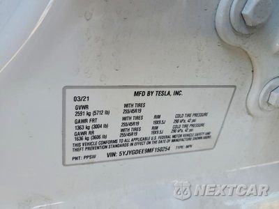 Zdjęcie 12 z 12 samochodu: 2021 TESLA MODEL Y VIN:5YJYGDEE9MF150254 - miniatura