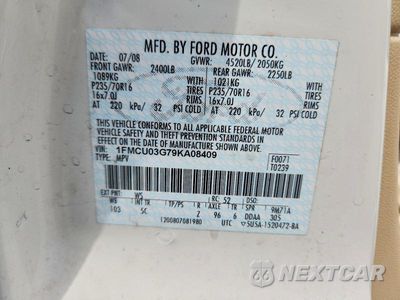 Zdjęcie 13 z 13 samochodu: 2009 FORD ESCAPE XLT VIN:1FMCU03G79KA08409 - miniatura