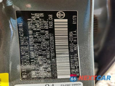 Zdjęcie 13 z 13 samochodu: 2012 TOYOTA CAMRY HYBRID LE VIN:4T1BD1FK5CU028977 - miniatura