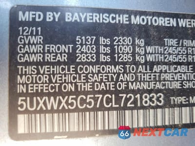 Zdjęcie 13 z 13 samochodu: 2012 BMW X3 XDRIVE28I VIN:5UXWX5C57CL721833 - miniatura