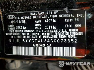 Zdjęcie 12 z 12 samochodu: 2016 KIA OPTIMA LX VIN:5XXGT4L34GG073352 - miniatura