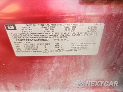 Zdjęcie 12 z 12 samochodu: 2011 CHEVROLET EQUINOX LT VIN:2CNFLEE51B6422609 - miniatura