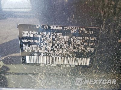 Zdjęcie 12 z 12 samochodu: 2019 SUBARU FORESTER PREMIUM VIN:JF2SKAEC5KH517618 - miniatura