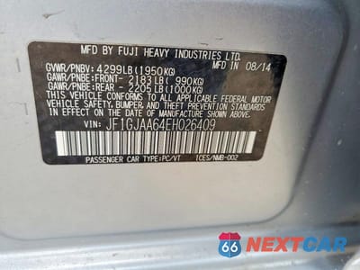 Zdjęcie 12 z 12 samochodu: 2014 SUBARU IMPREZA VIN:JF1GJAA64EH026409 - miniatura
