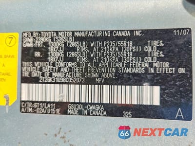 Zdjęcie 13 z 13 samochodu: 2008 LEXUS RX 350 VIN:2T2GK31U98C052073 - miniatura