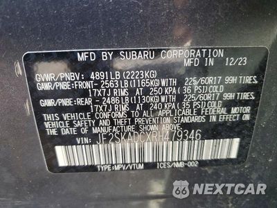 Zdjęcie 12 z 12 samochodu: 2024 SUBARU FORESTER PREMIUM VIN:JF2SKADCXRH479346 - miniatura