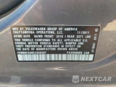 Zdjęcie 12 z 12 samochodu: 2012 VOLKSWAGEN PASSAT SE VIN:1VWBH7A36CC029487 - miniatura
