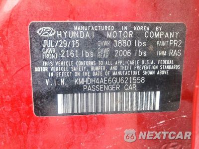Zdjęcie 12 z 12 samochodu: 2016 HYUNDAI ELANTRA SE VIN:KMHDH4AE6GU621558 - miniatura
