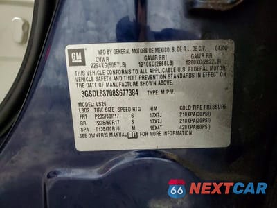 Zdjęcie 13 z 13 samochodu: 2008 SATURN VUE XR VIN:3GSDL63708S677384 - miniatura