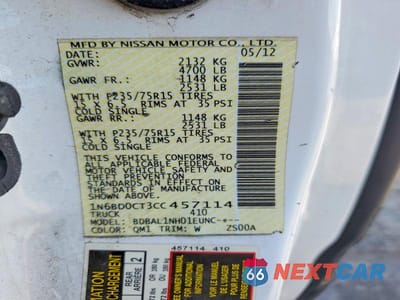 Zdjęcie 12 z 12 samochodu: 2012 NISSAN FRONTIER S VIN:1N6BD0CT3CC457114 - miniatura
