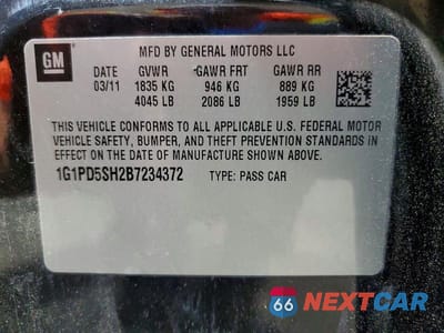 Zdjęcie 12 z 12 samochodu: 2011 CHEVROLET CRUZE LS VIN:1G1PD5SH2B7234372 - miniatura