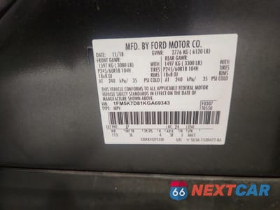 Zdjęcie 13 z 13 samochodu: 2019 FORD EXPLORER XLT VIN:1FM5K7D81KGA69343 - miniatura