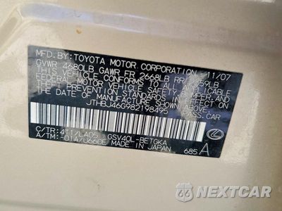 Zdjęcie 12 z 12 samochodu: 2008 LEXUS ES 350 VIN:JTHBJ46G982198495 - miniatura