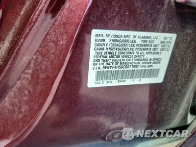 Zdjęcie 13 z 13 samochodu: 2012 HONDA PILOT EXL VIN:5FNYF4H50CB071052 - miniatura