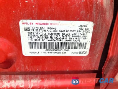 Zdjęcie 12 z 12 samochodu: 2012 MITSUBISHI LANCER GT VIN:JA32U8FW5CU012602 - miniatura