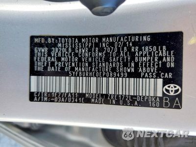 Zdjęcie 12 z 12 samochodu: 2014 TOYOTA COROLLA L VIN:5YFBURHE0EP089499 - miniatura