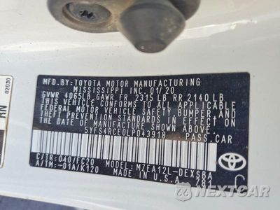 Zdjęcie 12 z 12 samochodu: 2020 TOYOTA COROLLA SE VIN:5YFS4RCE0LP043918 - miniatura