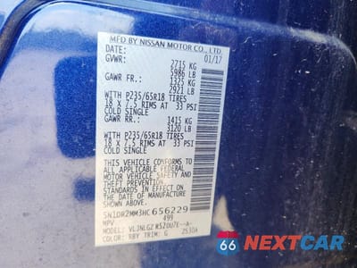 Zdjęcie 13 z 13 samochodu: 2017 NISSAN PATHFINDER SL VIN:5N1DR2MM3HC656229 - miniatura