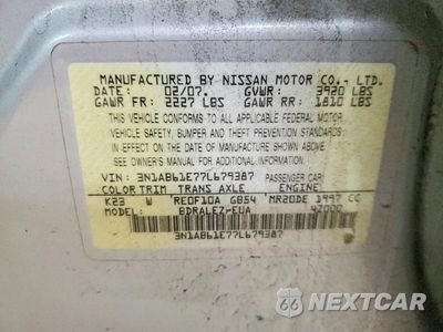 Zdjęcie 12 z 12 samochodu: 2007 NISSAN SENTRA 2.0 VIN:3N1AB61E77L679387 - miniatura