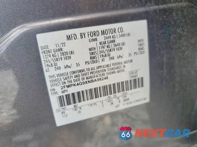 Zdjęcie 12 z 12 samochodu: 2022 FORD EDGE SE VIN:2FMPK4G9XNBA98248 - miniatura