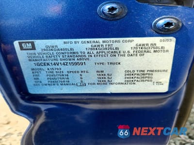 Zdjęcie 12 z 12 samochodu: 2004 CHEVROLET SILVERADO K1500 VIN:1GCEK14V14Z159591 - miniatura