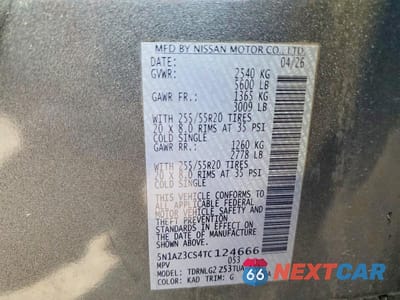 Zdjęcie 13 z 13 samochodu: 2026 NISSAN MURANO SL VIN:5N1AZ3CS4TC124666 - miniatura