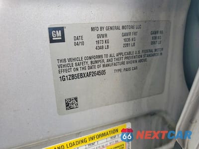 Zdjęcie 12 z 12 samochodu: 2010 CHEVROLET MALIBU LS VIN:1G1ZB5EBXAF264505 - miniatura