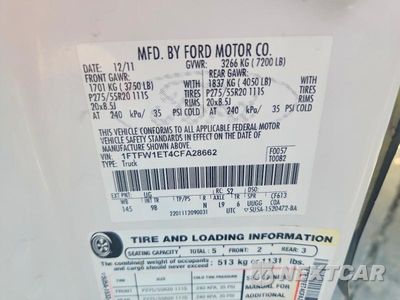 Zdjęcie 13 z 13 samochodu: 2012 FORD F150 SUPERCREW VIN:1FTFW1ET4CFA28662 - miniatura