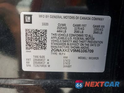 Zdjęcie 13 z 13 samochodu: 2021 CHEVROLET EQUINOX LT VIN:2GNAXKEV9M6106709 - miniatura
