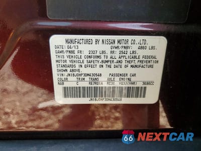 Zdjęcie 14 z 14 samochodu: 2013 INFINITI EX37 BASE VIN:JN1BJ0HP3DM430548 - miniatura