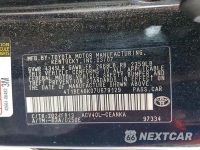 Zdjęcie 12 z 12 samochodu: 2007 TOYOTA CAMRY LE VIN:4T1BE46K07U679129 - miniatura
