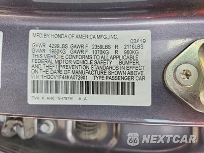 Zdjęcie 12 z 12 samochodu: 2019 HONDA ACCORD EX VIN:1HGCV1F44KA072901 - miniatura