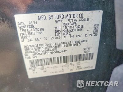 Zdjęcie 13 z 13 samochodu: 2014 FORD EXPLORER XLT VIN:1FM5K8D87EGC50747 - miniatura