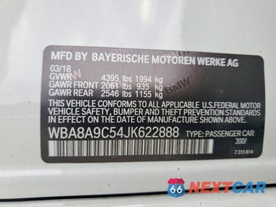 Zdjęcie 12 z 12 samochodu: 2018 BMW 320 I VIN:WBA8A9C54JK622888 - miniatura