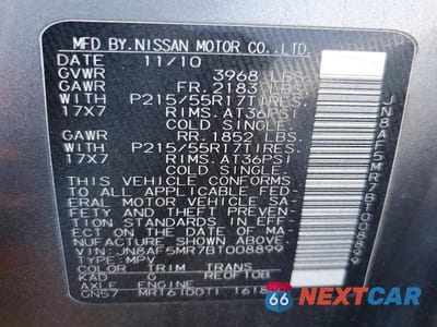 Zdjęcie 13 z 13 samochodu: 2011 NISSAN JUKE S VIN:JN8AF5MR7BT008899 - miniatura