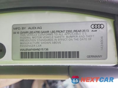 Zdjęcie 12 z 12 samochodu: 2017 AUDI A4 PREMIUM PLUS VIN:WAUENAF46HN015136 - miniatura