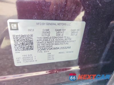 Zdjęcie 12 z 12 samochodu: 2019 CHEVROLET TRAVERSE LT VIN:1GNEVGKW5KJ153298 - miniatura