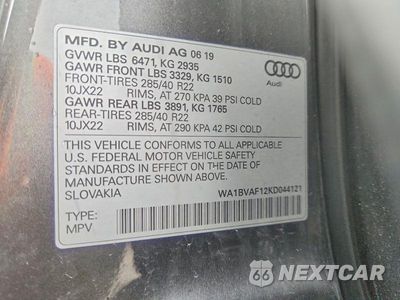 Zdjęcie 13 z 13 samochodu: 2019 AUDI Q8 PREMIUM PLUS VIN:WA1BVAF12KD044121 - miniatura