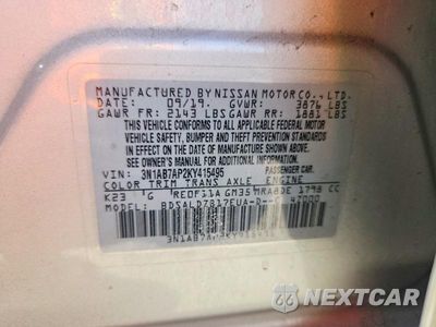 Zdjęcie 12 z 12 samochodu: 2019 NISSAN SENTRA SV VIN:3N1AB7AP2KY415495 - miniatura