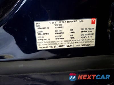 Zdjęcie 13 z 13 samochodu: 2015 TESLA MODEL S 85D VIN:5YJSA1H27FF082062 - miniatura