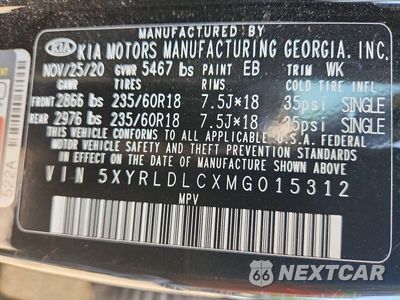 Zdjęcie 13 z 13 samochodu: 2021 KIA SORENTO S VIN:5XYRLDLCXMG015312 - miniatura