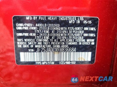 Zdjęcie 13 z 13 samochodu: 2015 SUBARU FORESTER 2.5I PREMIUM VIN:JF2SJADCXFH836684 - miniatura