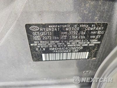 Zdjęcie 12 z 12 samochodu: 2012 HYUNDAI ELANTRA LIMITED VIN:KMHDH4AE4CU342958 - miniatura